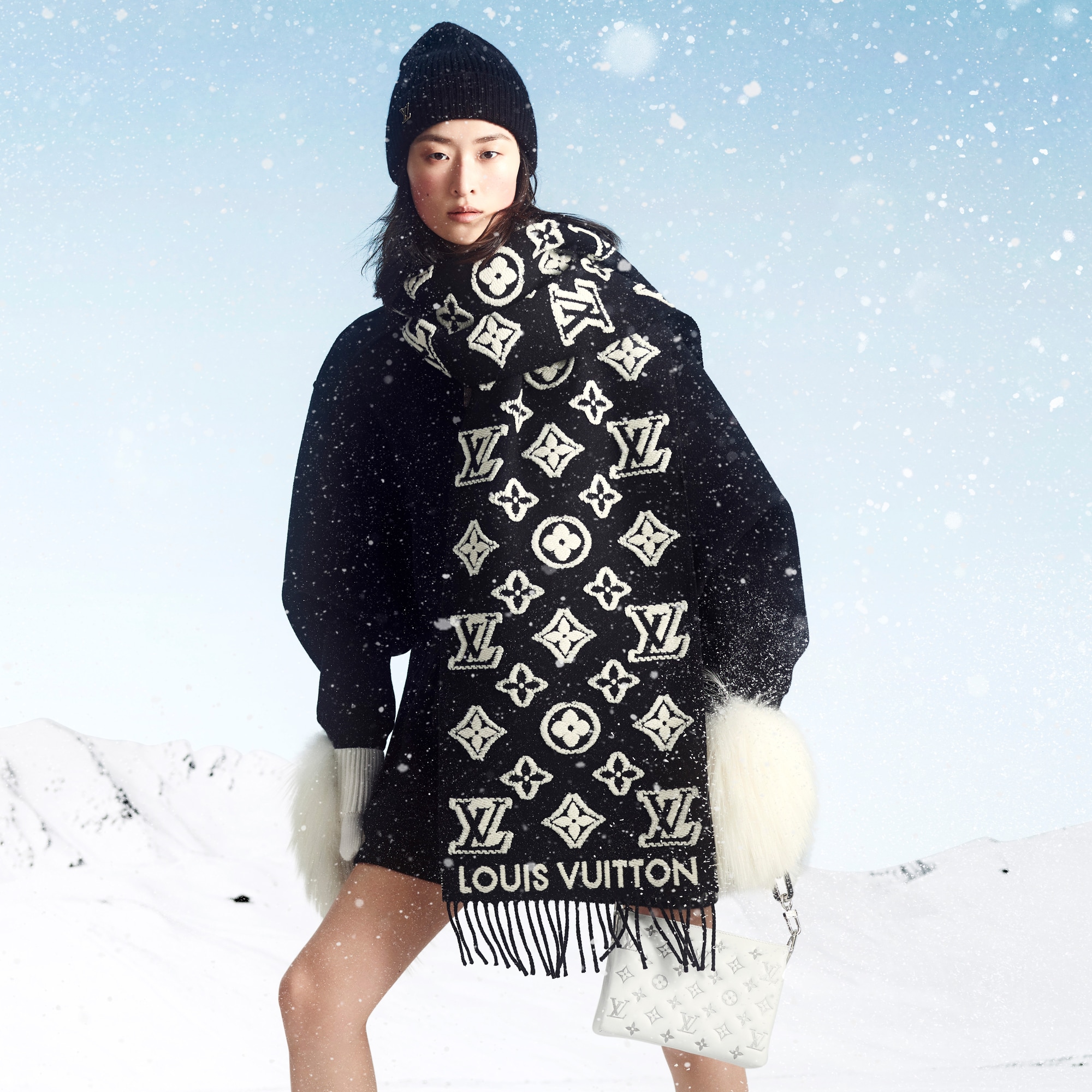 ルイヴィトン M90816　 LV3D マフラー ブラック ウール カシミア LV 3D Scarf - Luxury S00 Black | LOUIS VUITTON